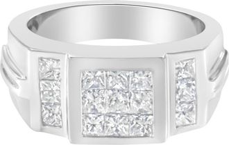 House of Brilliance Mens 14K White Gold 2.0 cttw Diamond Cluster Ring at Nordstrom, Size 10