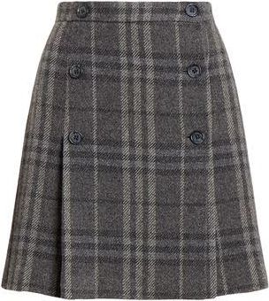 Ralph Lauren PLAID PLEATED WOOL-BLEND TWEED MINISKIRT