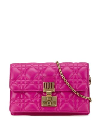 Dior 2018 Lambskin Cannage DiorAddict Wallet on Chain crossbody bag - women - Lambskin - One Size - Pink