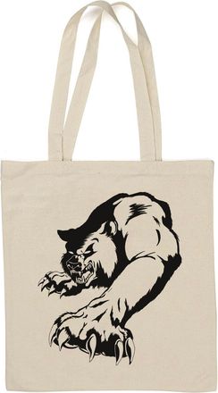 Generic Bear Attack Sketch Art Graphic Natural Cotton Tote Bag White