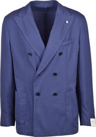L.B.M. 1911 Indigo Virgin Wool Polyamide Elastane Rounded Blazer