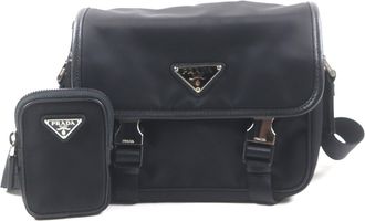 Prada Black Nylon Leather Shoulder Bag (Pre-Owned)