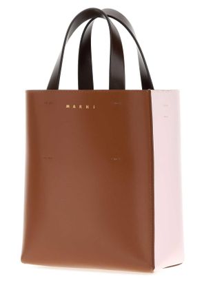 Marni Womens Two-Tone Leather Museo Handbag Maroonswanmetalbrown Borse A Mano Bag