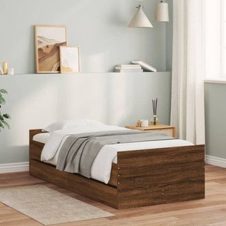 vidaXL Estructura De Cama Con Cajones Roble Marr&oacute;n 75x190 Cm Vidaxl