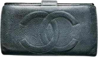Chanel Pre-owned Portemonnee (bi-fold) - Dames - Vintage Accessoires - Zwart - ONE Size - Leer - Vintage