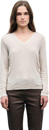 Gerard Darel Belen Long Sleeve V-Neck T-Shirt in Beige at Nordstrom, Size X-Large/xx-Large