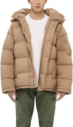 AlphaStyle Minto Mens Detachable Hood Puffer in Beige at Nordstrom, Size 3X-Large