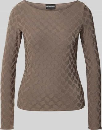 Emporio Armani Longsleeve mit U-Boot-Ausschnitt in Taupe, Größe XS