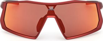 adidas Sport Shield Sunglasses in Matte Red /Roviex Mirror at Nordstrom