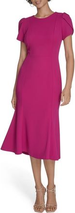 Calvin Klein Tulip Sleeve Crepe A-Line Midi Dress in Boysenberry at Nordstrom Rack, Size 4