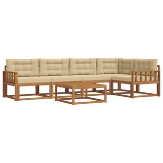 vidaXL Conjunto De Sof&aacute;s De Exterior Con Coj&iacute;n 6 Pcs Natural Y Beige Vidaxl