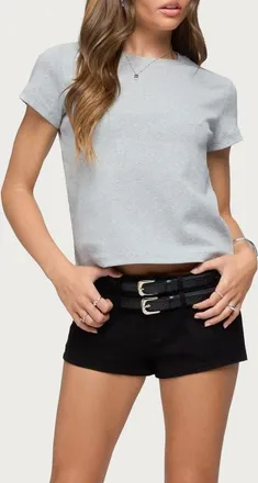 Edikted Perfect Basic Stretch Cotton T-Shirt in Dark-Gray-Melange at Nordstrom, Size X-Large