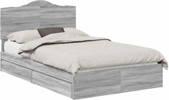 vidaXL Storage Bed Grey Sonoma 135 x 190 cm Engineered Wood vidaXL