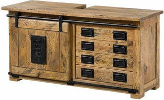 Massivmoebel24 railway 177 Mobile lavabo in legno di mango - laccato / natur 120x40x60