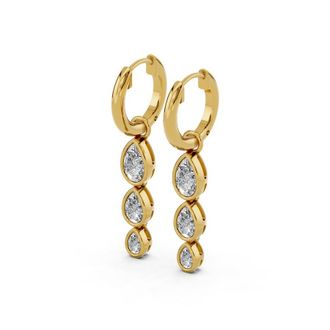 Diamond2Deal 18k Vermiel Plated Silver 1.5 Ct Pear Lab Grown Diamond Hoop Earrings