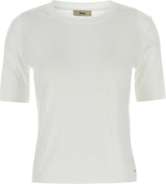 Herno White Fine-knit Short-sleeved T-shirt