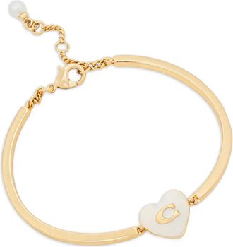 Coach Bracciale in corda con ciondolo a cuore - Oro