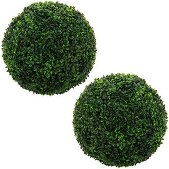 ML Design Ml-design Set 2 Bolas De C&eacute;sped Artificial &Oslash;35 Cm Topiario De Boj Grande Verde Planta Decorativa Realista De Pl&aacute;stico Resistente A Los Rayos Uv Arbust
