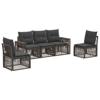 vidaXL Vidaxl Set Divano Da Giardino 5 Pz Grigio E Grigio Scuro