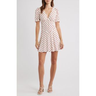 Reformation Naira Puff Sleeve Minidress in Ketchup Dot at Nordstrom, Size 12