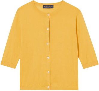 Brooks Brothers Zijdeblendvest - Dames - Vesten - Geel - L - Katoen - Truien & Vesten