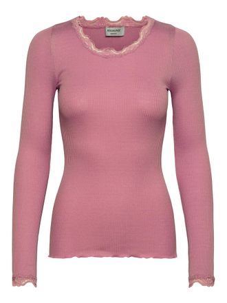 Rosemunde Longsleeve ROSEMUNDE Babette silk shirt, Damen, Gr. XL, rosa (altrose), Strick, Obermaterial: 70% Seide, 30% Baumwolle, figurbetont h&uuml;ftlang, Rundhals