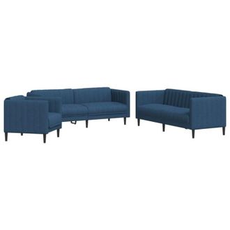 vidaXL Juego De Sof&aacute;s 3 Piezas Tela Azul Vidaxl
