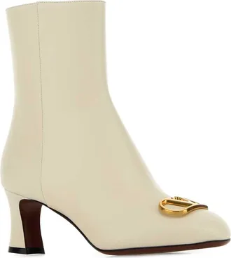 Valentino Garavani Womens Leather Vlogo Signature Ankle Boot Ivory
