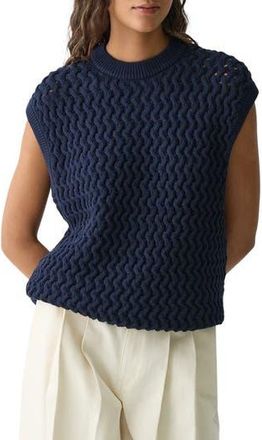 Theory Open Stitch Sweater Vest in Navy at Nordstrom Rack, Size Petite