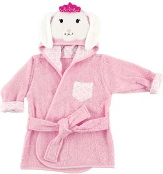 Hudson Baby Plush Cotton Lounging Robe with Charming Animal Motif in Princess Bunny at Nordstrom