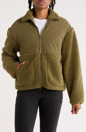 Thread & Supply Corduroy & Faux Shearling Jacket in Olive at Nordstrom Rack, Size X-Large