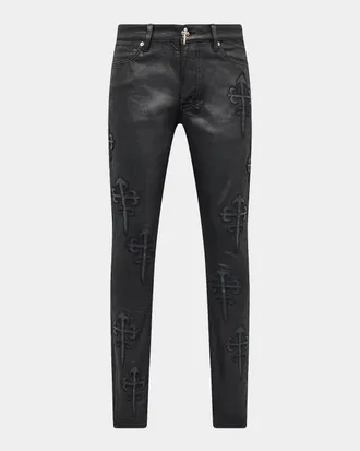 Ksubi Men & apos;s Faux Leather Applique Skinny Jeans