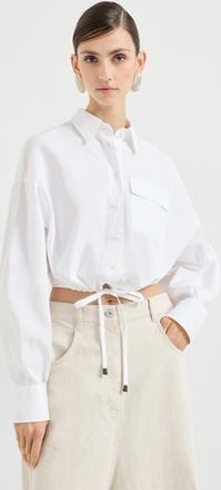 Brunello Cucinelli Crop shirt in White at Nordstrom, Size Xx-Large Eu