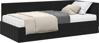 vidaXL Estructura De Cama Esquina Con Colch&oacute;n 2 Uds. Negro 90 X 190 Cm Vidaxl