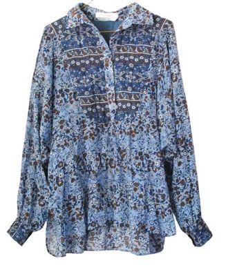 Chlo&eacute; Blue Printed Cotton Top Size S