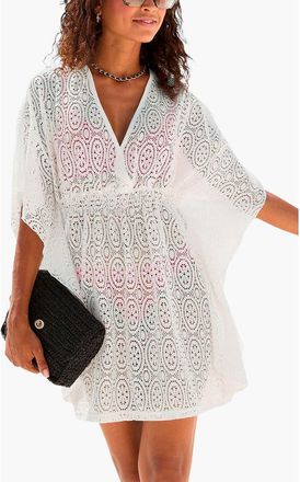 Lascana Womens Flowy Lace Cover Up in White at Nordstrom, Size 12