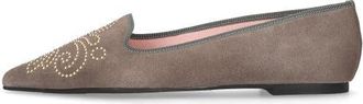 Pretty Ballerinas Pointed Toe Studded Loafer in Grey at Nordstrom, Size 38.5
