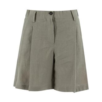 Brunello Cucinelli Linnen Shorts - Dames - Korte Broeken - Groen - XS - Linnen - Korte Broeken