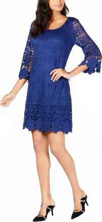 Alfani Womens Crochet Trim Illusion Dress In Andromeda