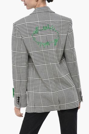 Off-white FORMAL Blazer TOMBOY con Motivo Pied de Poule Off-White