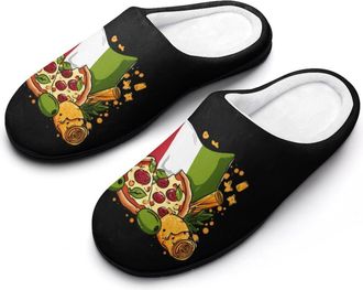 Generic Italian Food Italy Flag Funny Mens Cotton Slippers Soft Non-Slip Rubber Sole House Slipper Indoor Outdoor