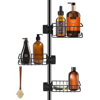 OEM Juego De 3 Estantes De Ducha De Acero Inoxidable - No Requiere Perforaci&oacute;n - Compatible Con Barras De Ducha De 18 A 27 Mm - Negro