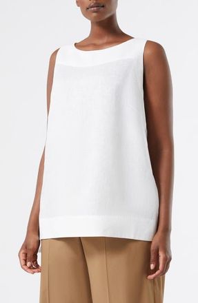 Marina Rinaldi Agitare Linen Tunic Top in Optical White at Nordstrom, Size 14W