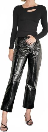 LnA Nya Crinkle Pants In Glossy Black