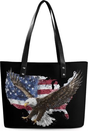 Generic USA Ea-gles Flag Tote Bags for Women Cute Shoulder Purses Handbags