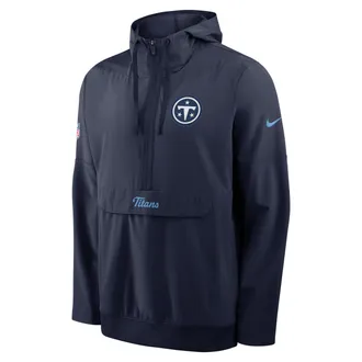 Nike Tennessee Titans Rivalries Collection Sideline Anorak Nike Mens NFL 1/2-Zip Hooded Jacket in Blue | 03AT02C49V-WJK
