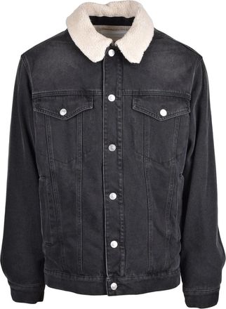 Isabel Marant Structured Black Denim Jacket With Plush Sherpa Lining