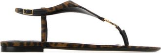 Saint Laurent Leopard Print Ankle Strap Sandals