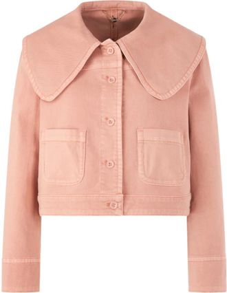 Marc Cain Denim Jacket met Oversized Kraag - Dames - Jassen - Oranje - Maat: XL Denim