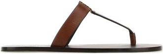 Saint Laurent Cassandra Tongsandalen - Dames - Slippers - Bruin - 37 1/2 EU - Leer - Schoenen